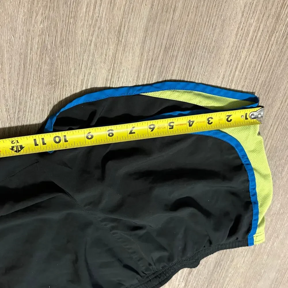 Nike Dri-Fit Athletic Shorts Black Yellow Blue Mesh Trim S | Running